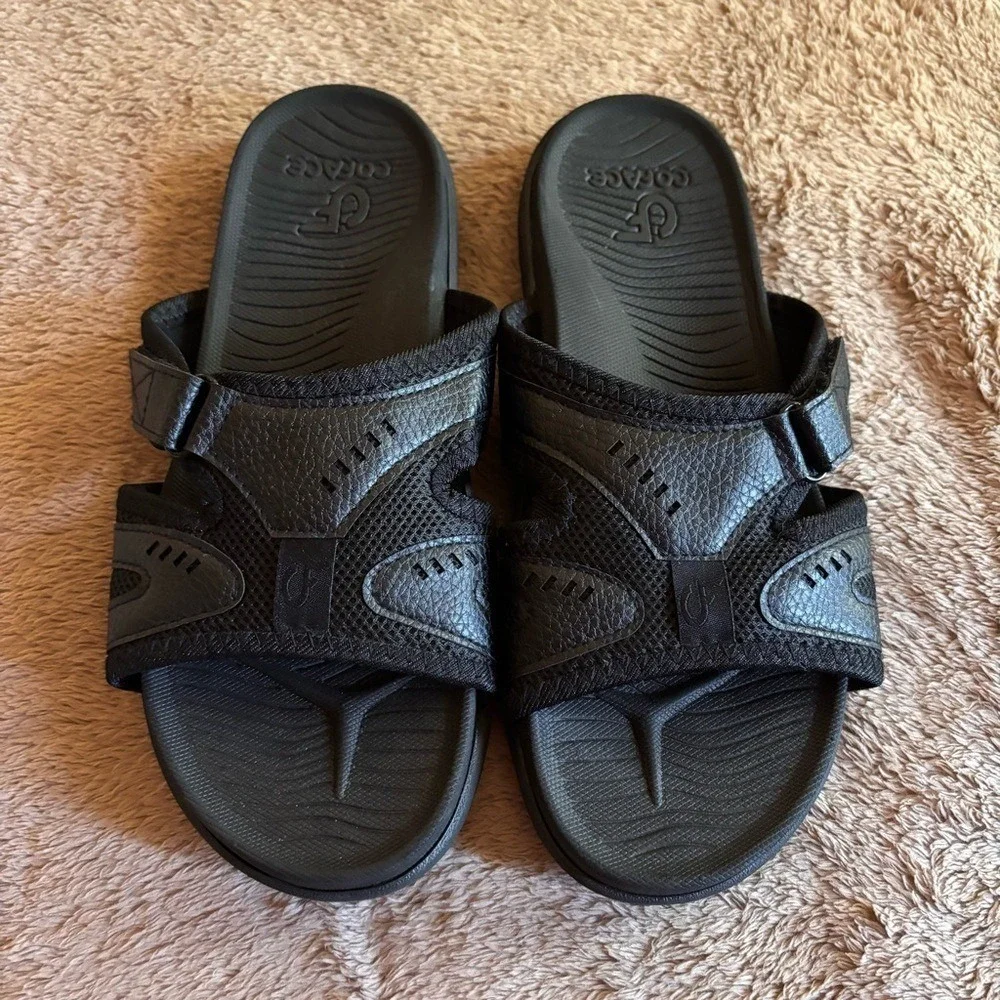 Coface Mens Arch Support Slide Sandals Black Adjustable Athletic Comfort Slides9